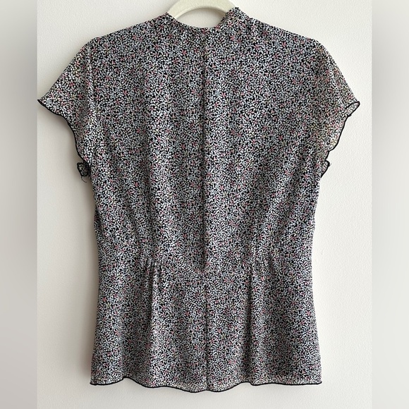 Nine West Floral Button Down Blouse, Multicolor Ribbon Tie Top, Size 6 - Picture 12 of 16